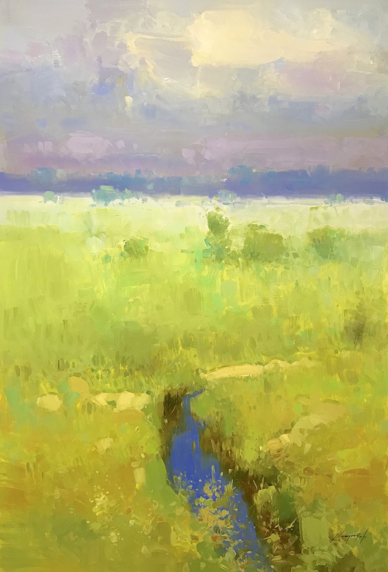 Summer Field, Original oil Painting, Handmade artwork, Ready to hang       